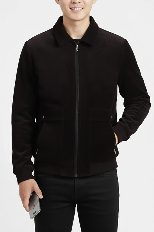 Flap Pocket Button Imported Men's Woolen Jacket