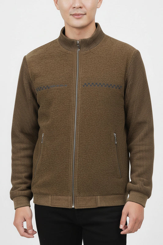 Ribbed Knit Imported Men's Woolen Jacket