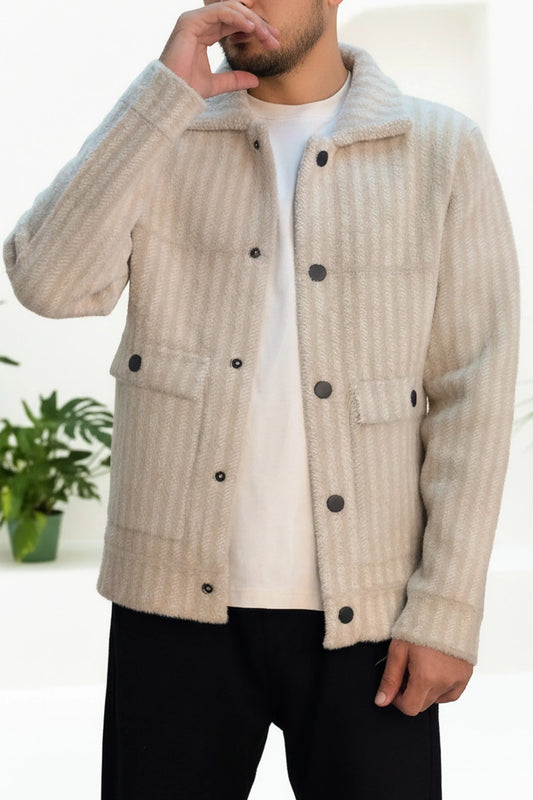 Striped Texture Imported Men's Woolen Jacket