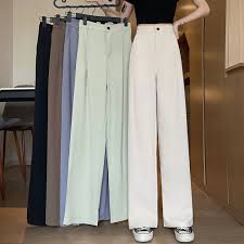 Ecokauer Women's Suit Pants Casual Straight High Waist Pants Trouser For Women